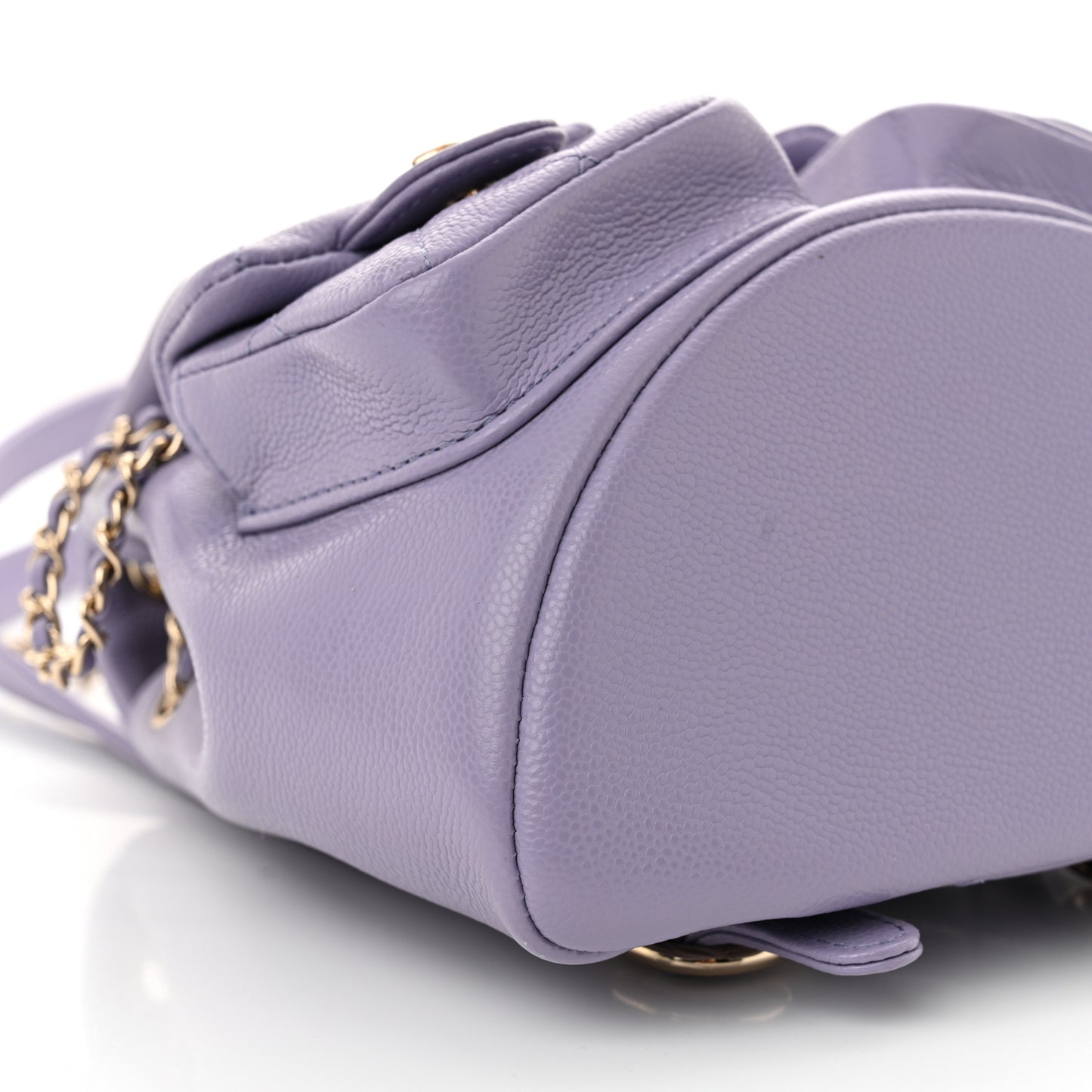 Shiny Caviar Quilted Small Duma Pockets Drawstring Backpack Light Purple