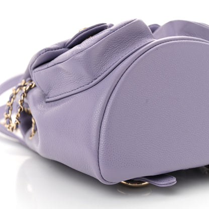 Chanel Shiny Caviar Quilted Small Duma Pockets Drawstring Backpack Light Purple 9 of 10