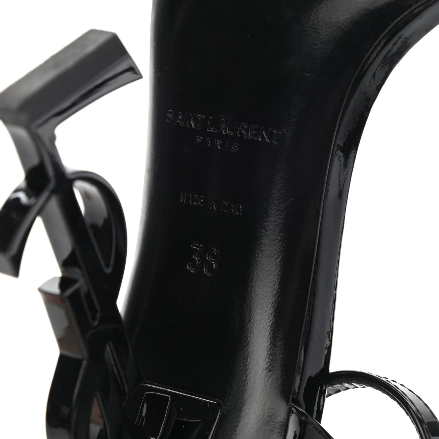 Saint Laurent Patent Calfskin Opyum 110 Sandals 38 Black 8 of 11