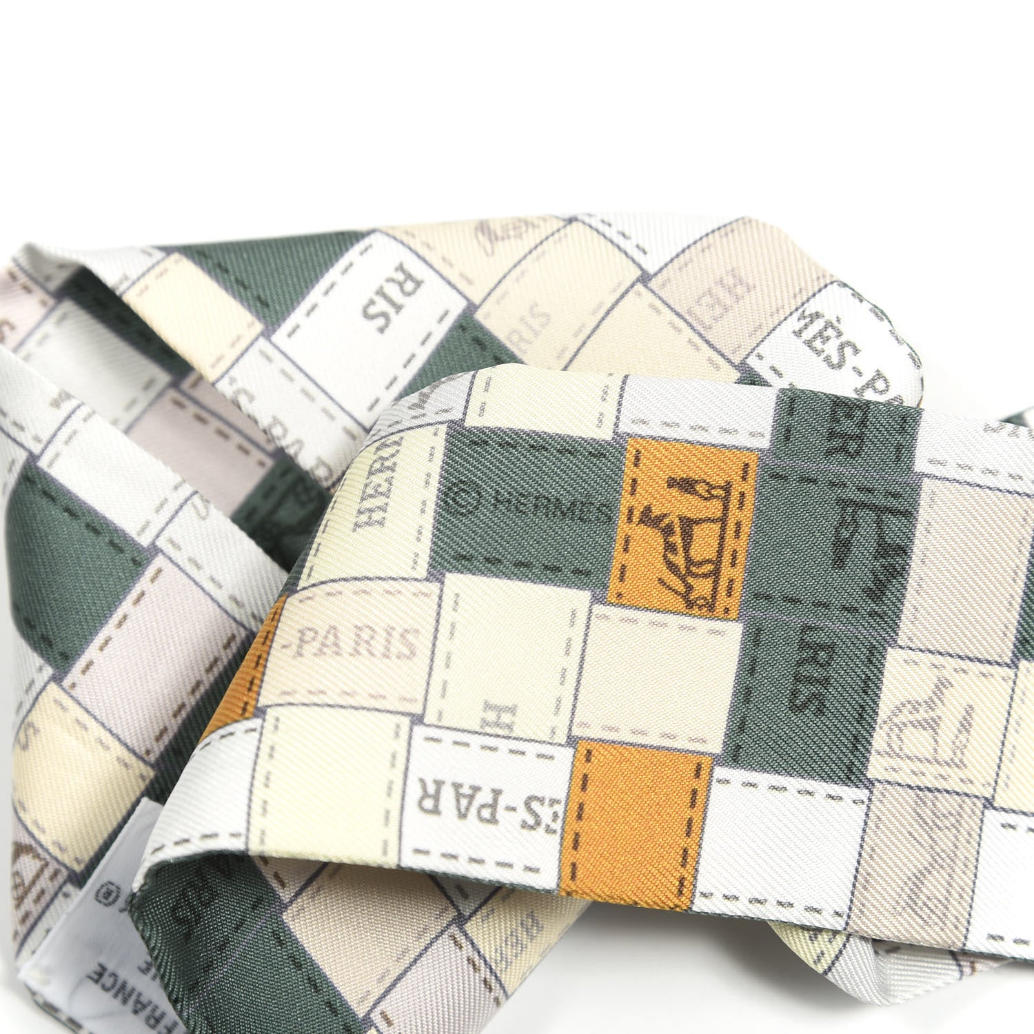 Hermes Silk Bolduc Au Carre Twilly Gris Kaki Ocre 4 of 4