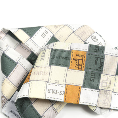 Hermes Silk Bolduc Au Carre Twilly Gris Kaki Ocre 4 of 4