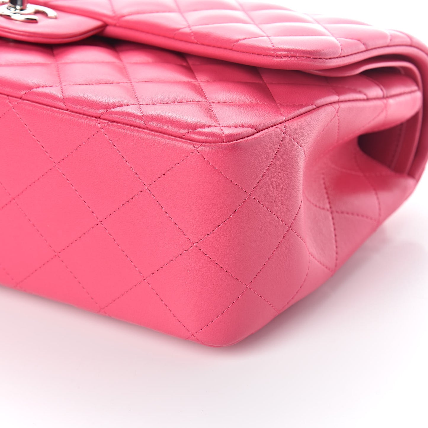 Lambskin Quilted Jumbo Double Flap Dark Pink