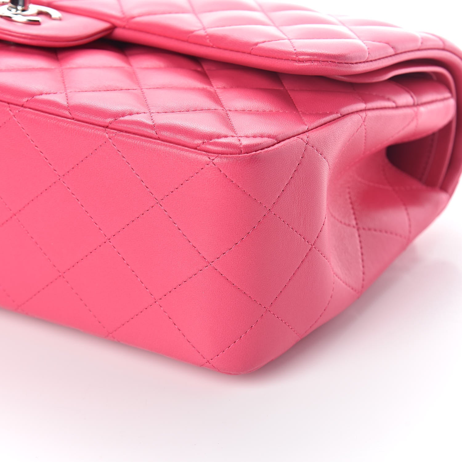 Chanel Lambskin Quilted Jumbo Double Flap Dark Pink 12 of 15