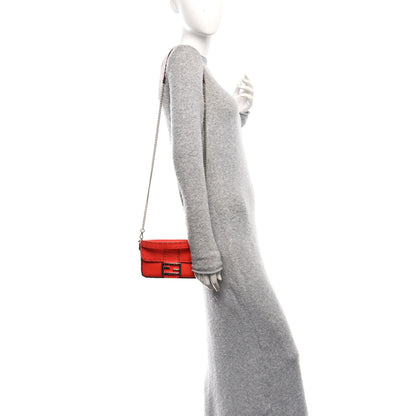 Fendi Cuoio Roma Sellerissima Nappa Sintetica Tape Stitch Mini Baguette Orange 2 of 9