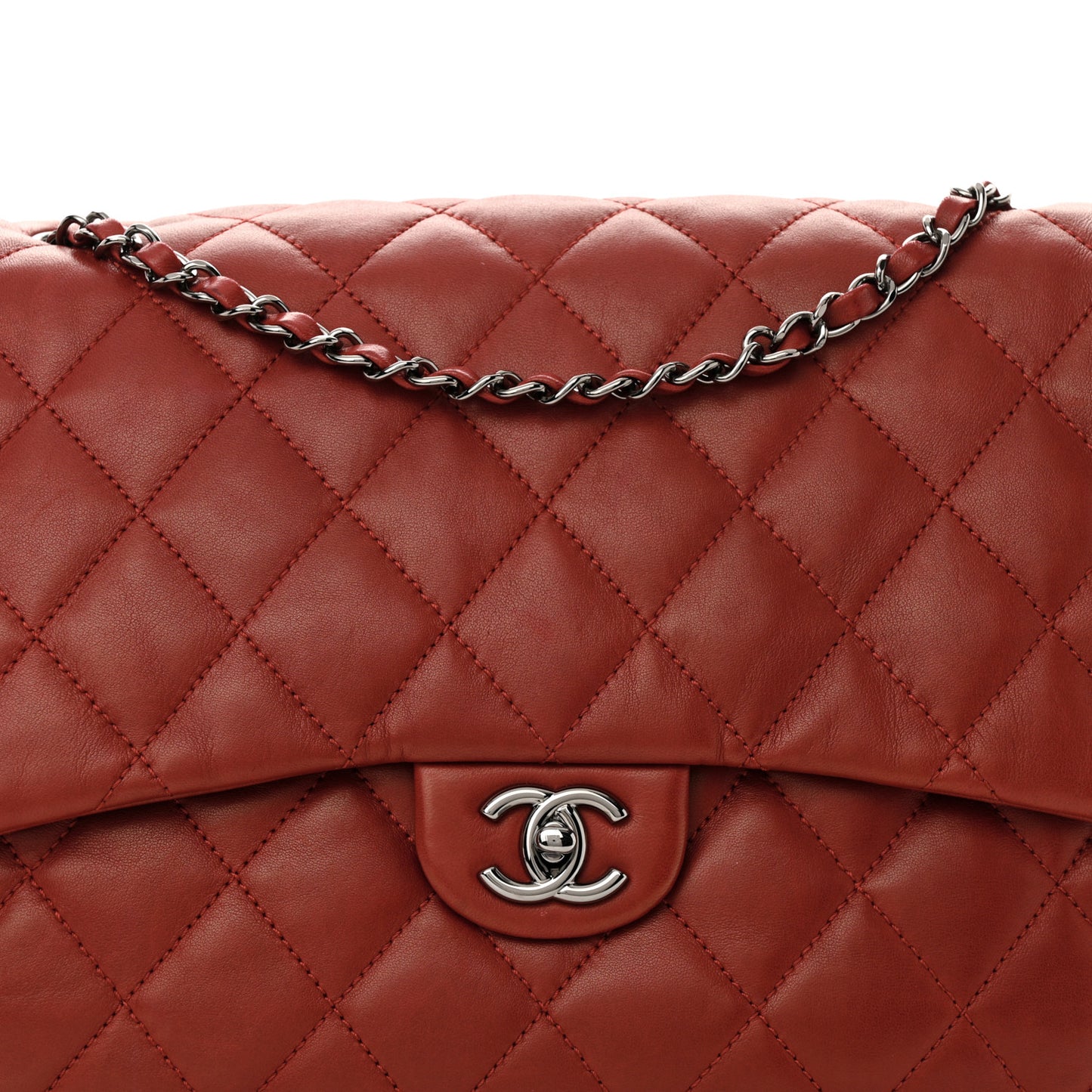 Lambskin Quilted Chanel 3 Maxi Flap Bag Red