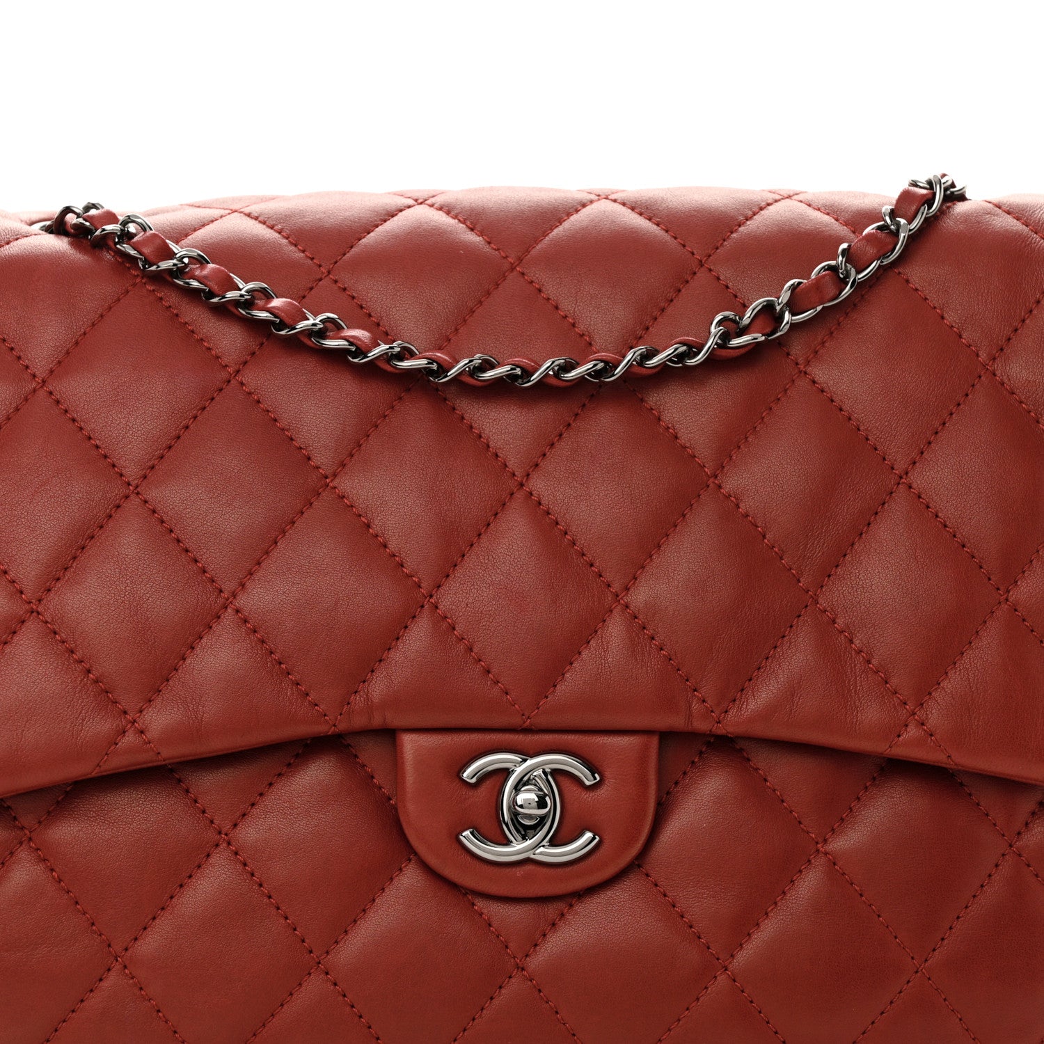 Chanel Lambskin Quilted Chanel 3 Maxi Flap Bag Red 8 of 10