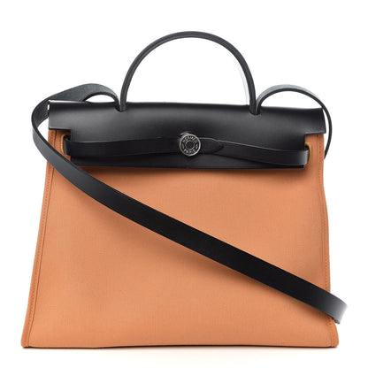 Hermes Vache Hunter Toile Herbag Zip PM 31 Sable Black 4 of 17