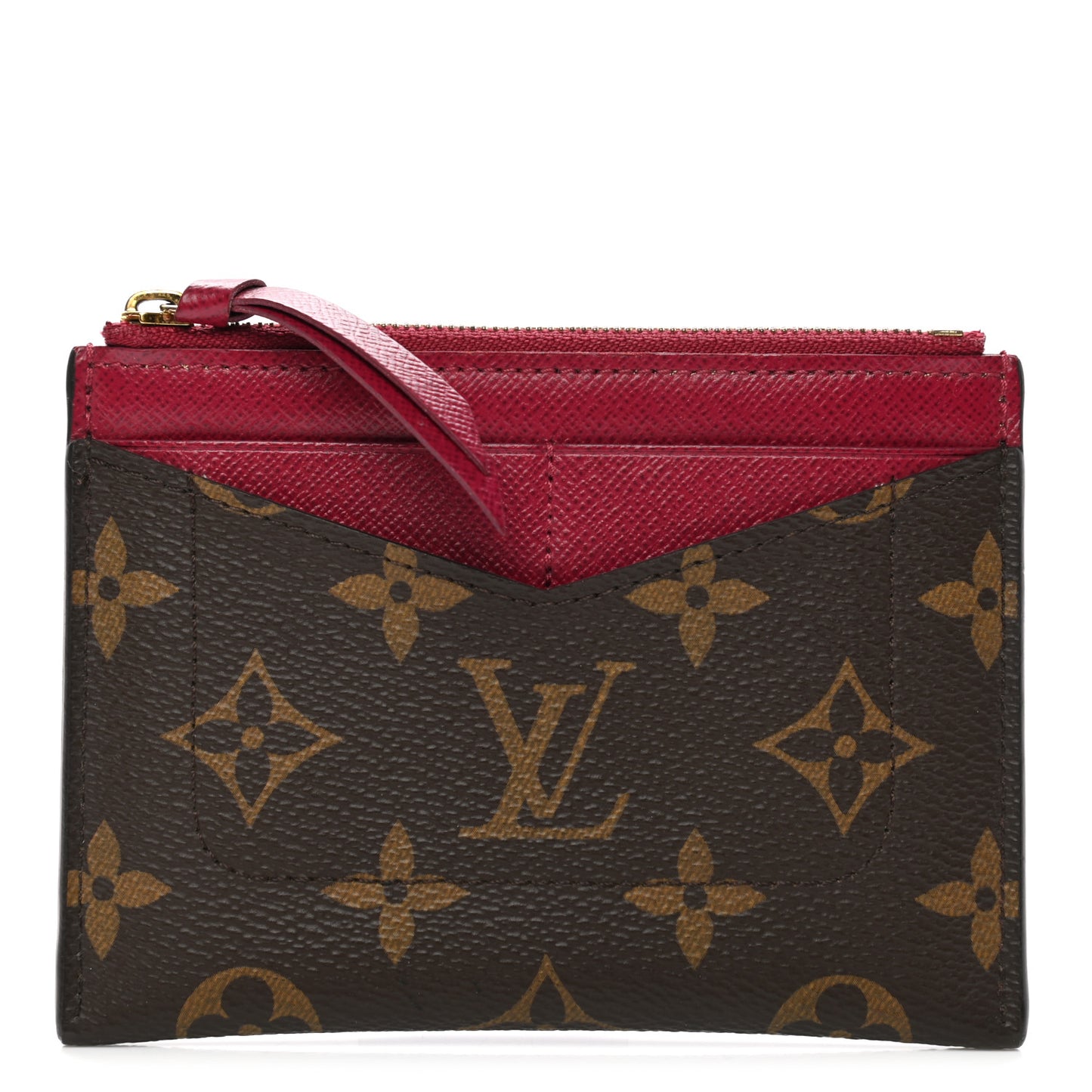 Monogram Zipped Card Holder Fuchsia