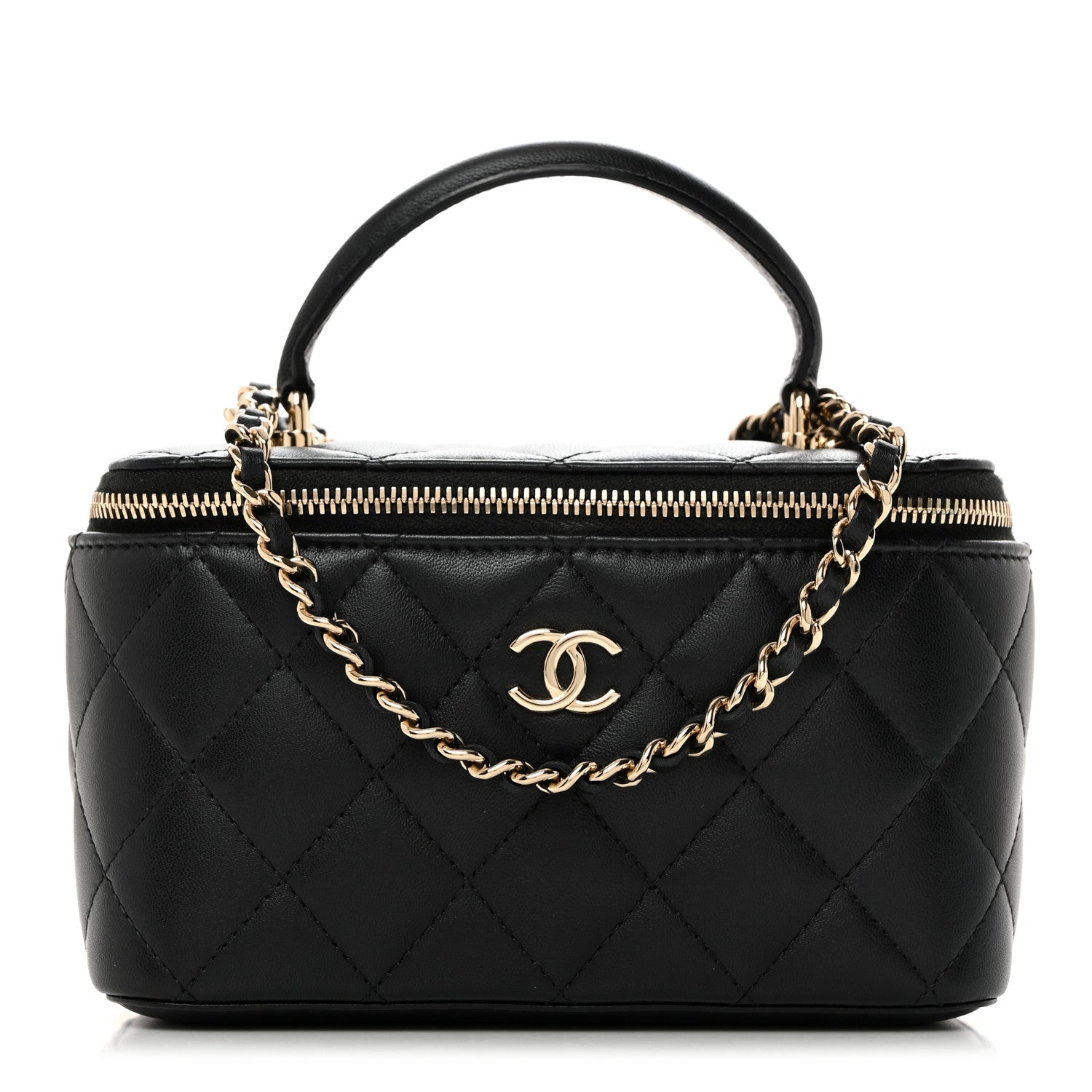 Chanel Lambskin Quilted Small Top Handle Vanity Case With Chain Black 1 of 11