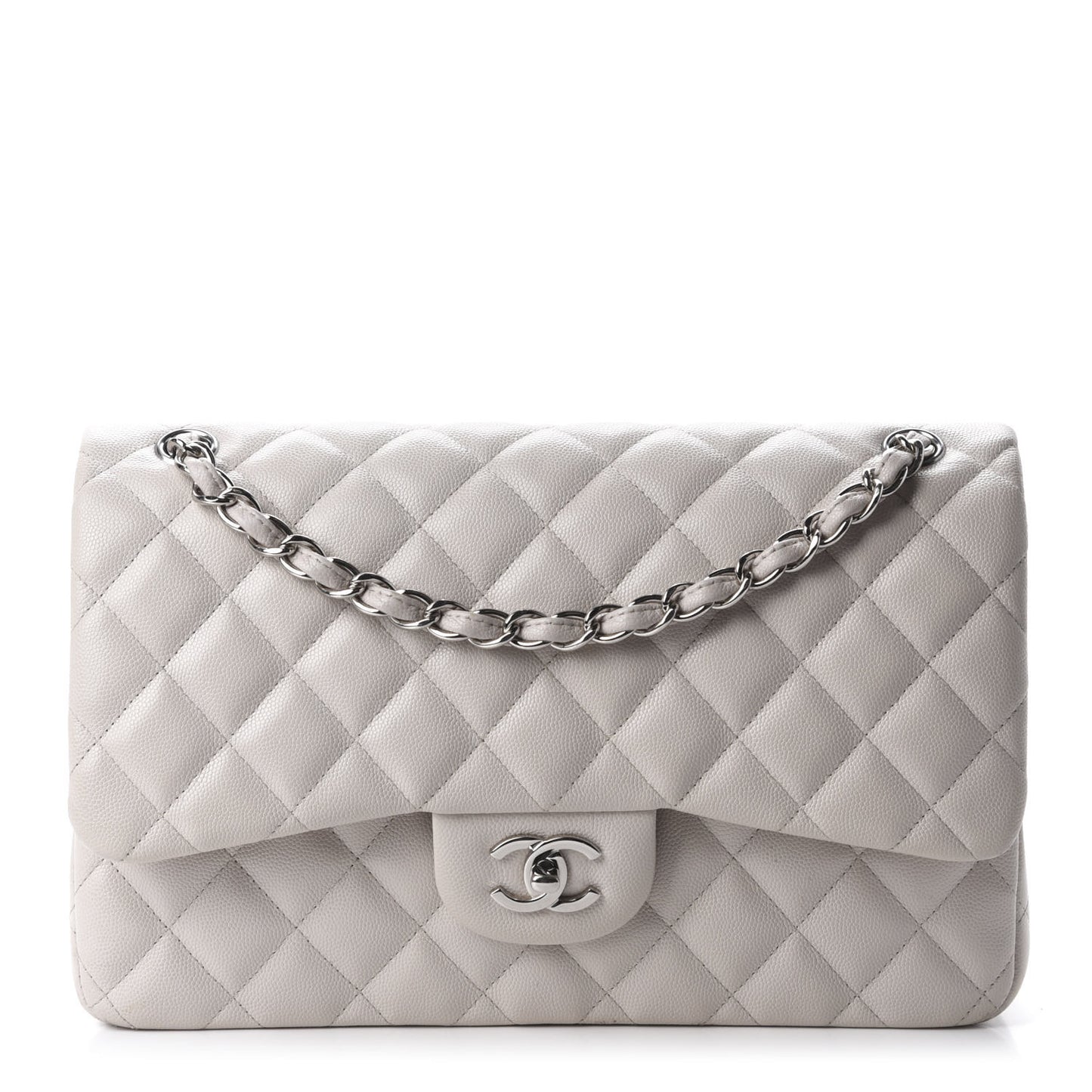 Caviar Quilted Jumbo Double Flap White