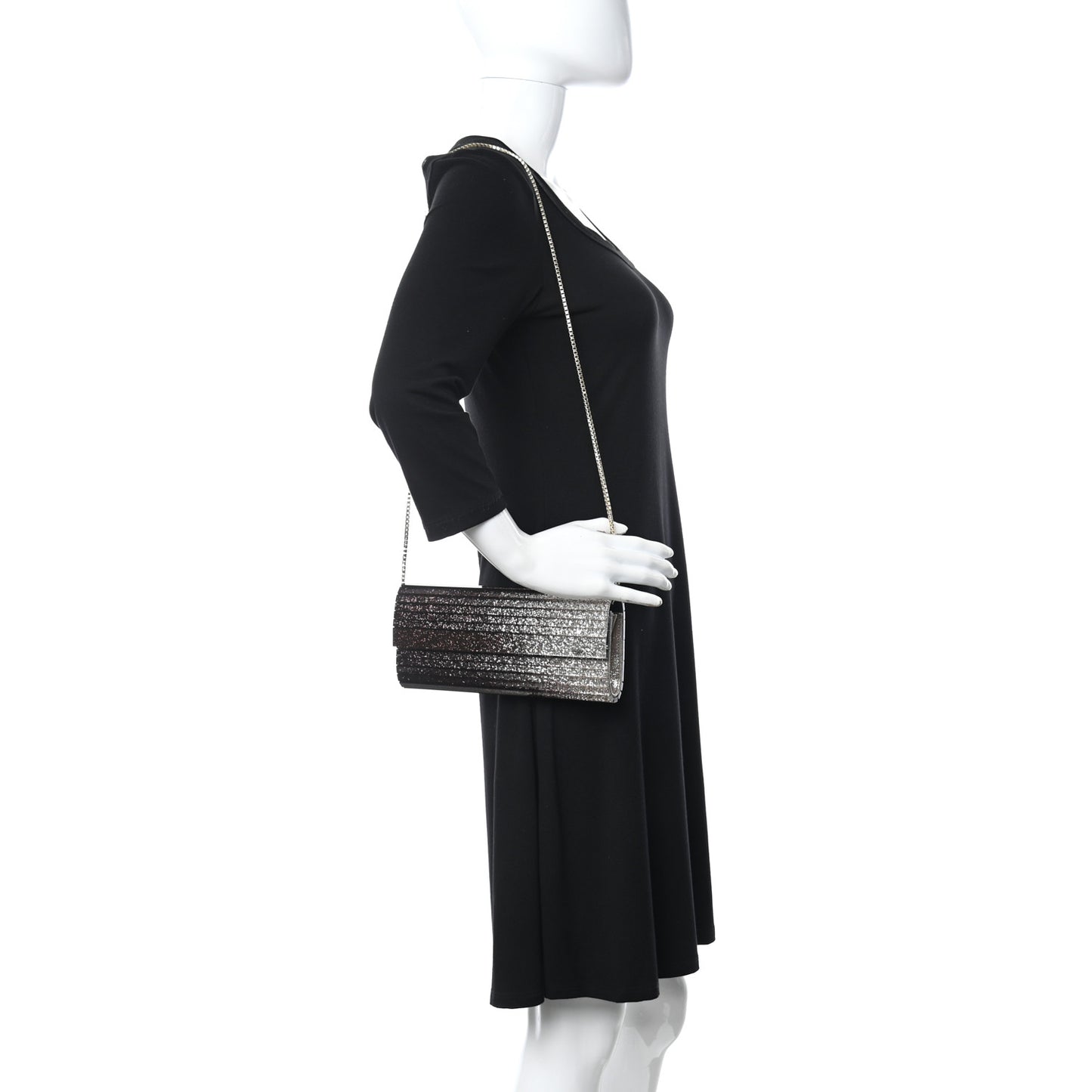 Acrylic Glitter Sweetie Clutch Black Champagne