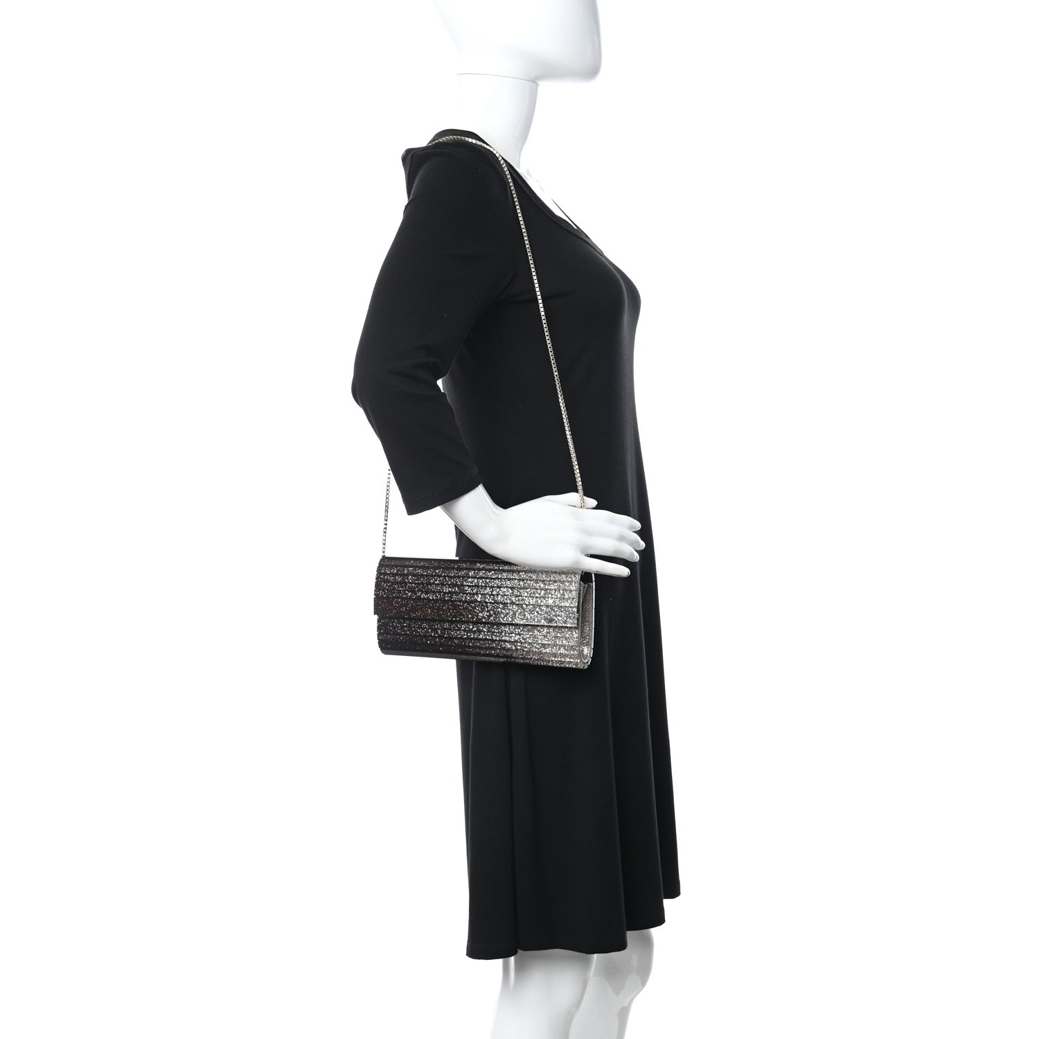 Jimmy Choo Acrylic Glitter Sweetie Clutch Black Champagne 2 of 9