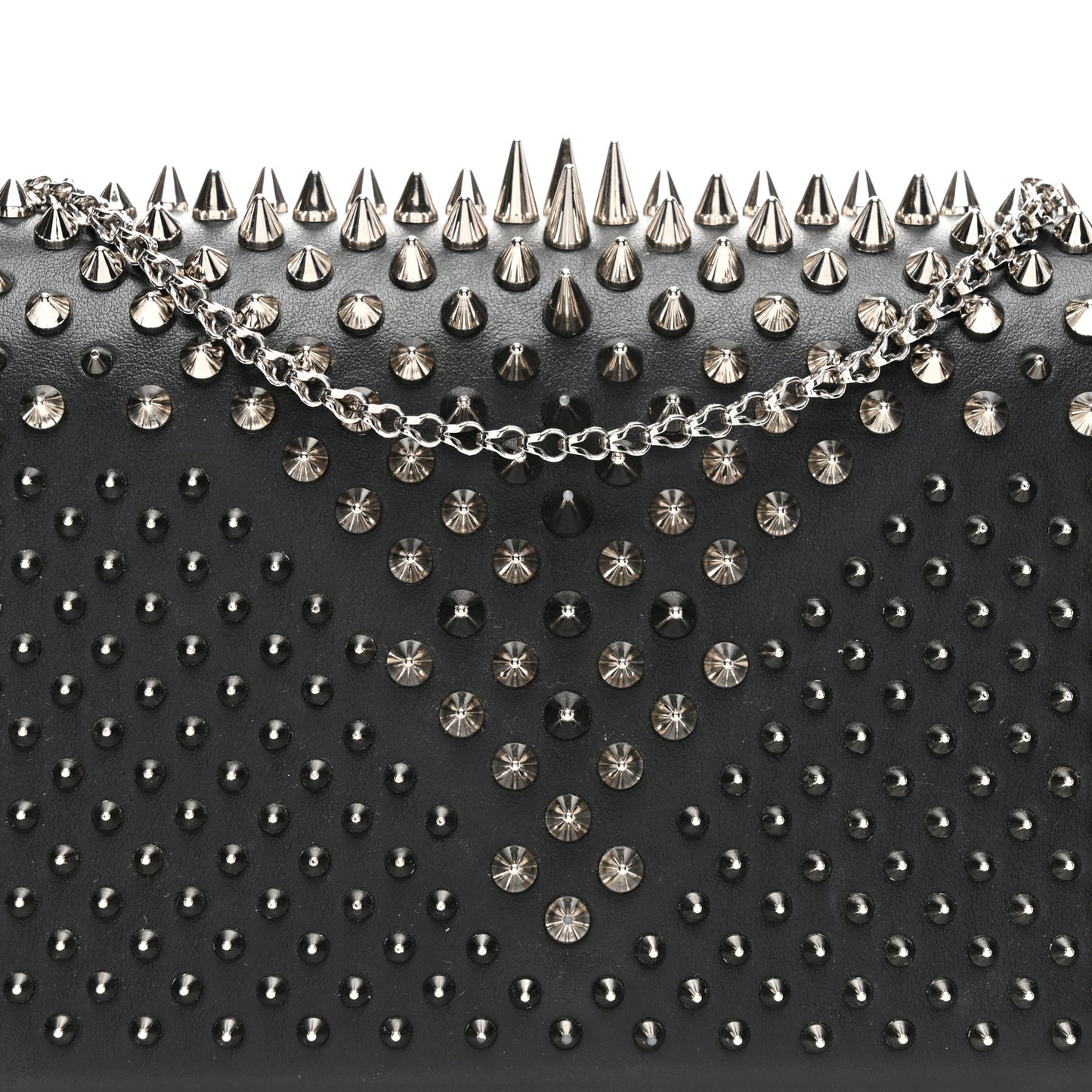 Calfskin Patent Jurassic Spikes Paloma Clutch Black