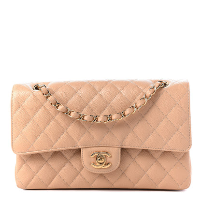 Chanel Caviar Quilted Medium Double Flap Light Beige 1 of 9