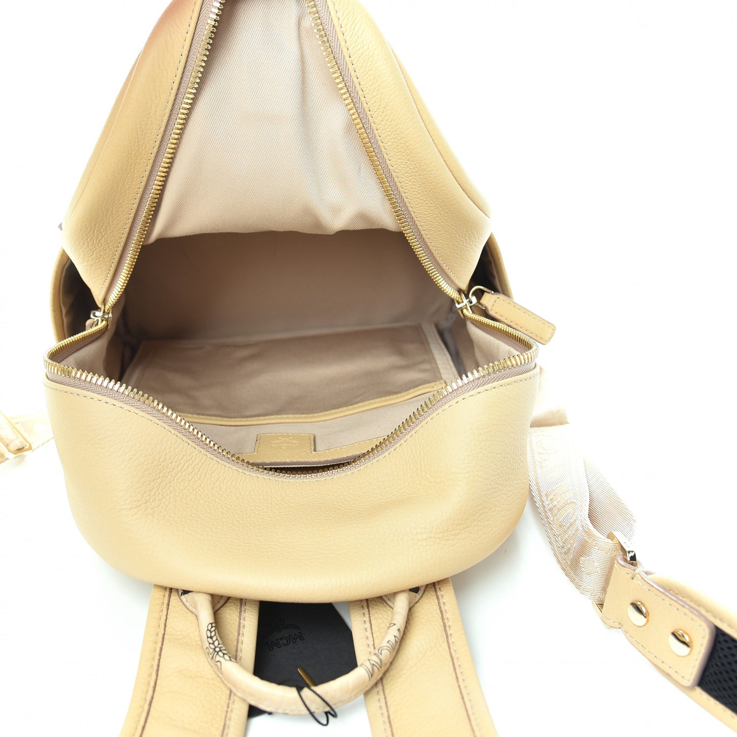 Calfskin Visetos Small Backpack Beige