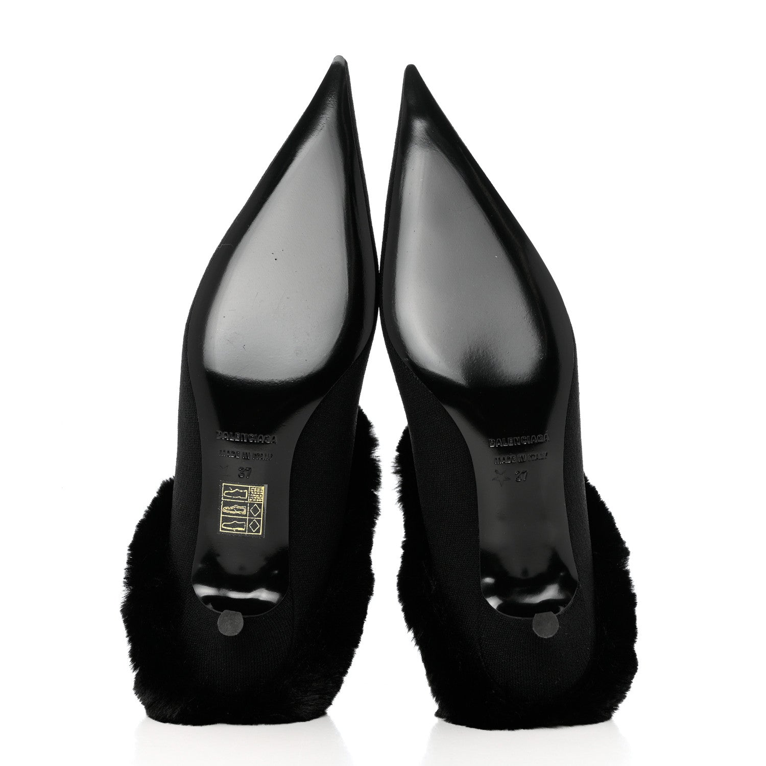 Balenciaga Sustainable Knit Faux Fur Knife Pointed Toe 40mm Mules 37 Black 5 of 10