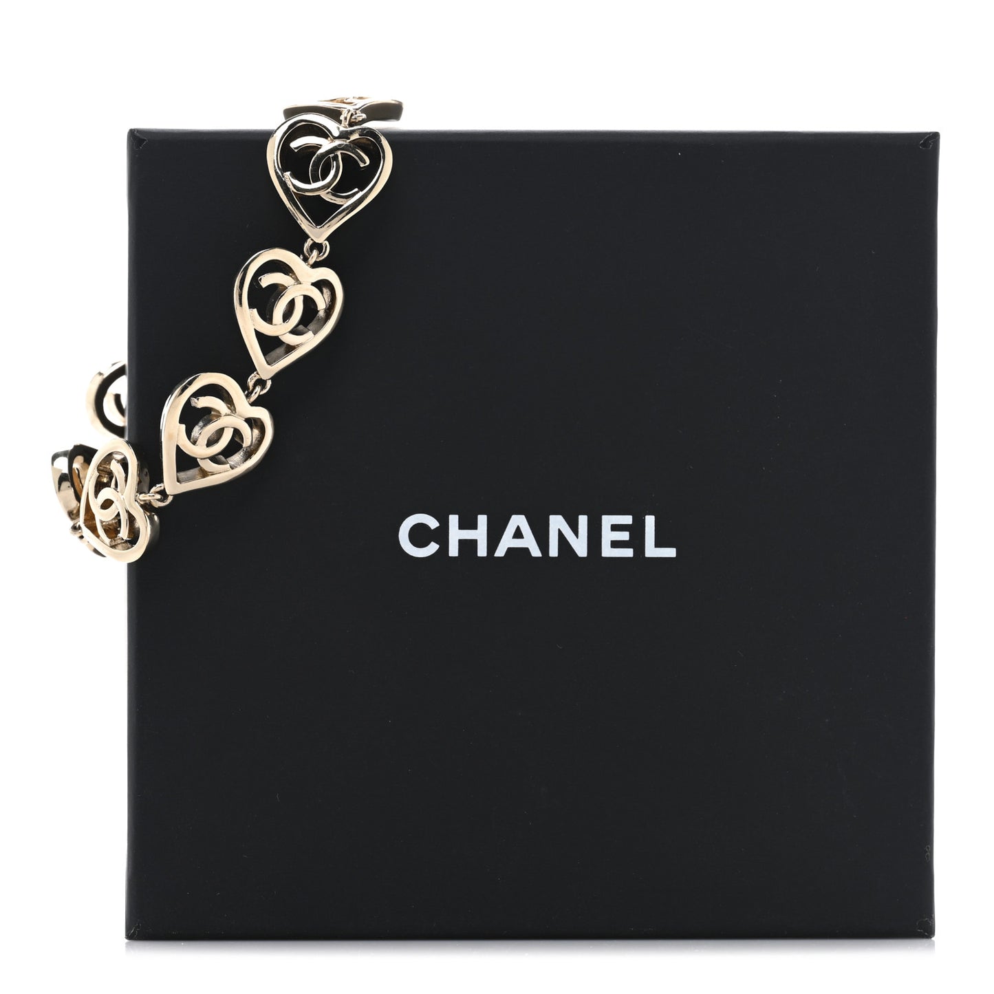 Metal CC Heart Coco In Love Bracelet Light Gold