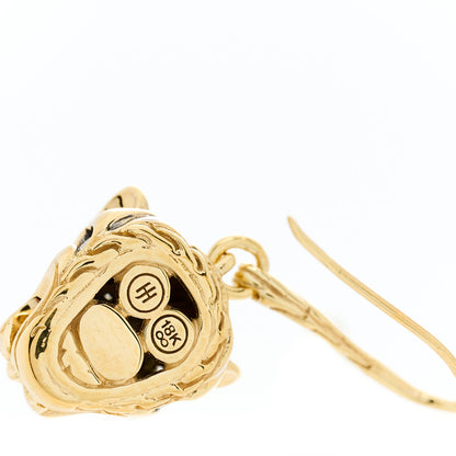 John Hardy 18K Yellow Gold Diamond Blue Topaz Macan Drop Earrings 3 of 3