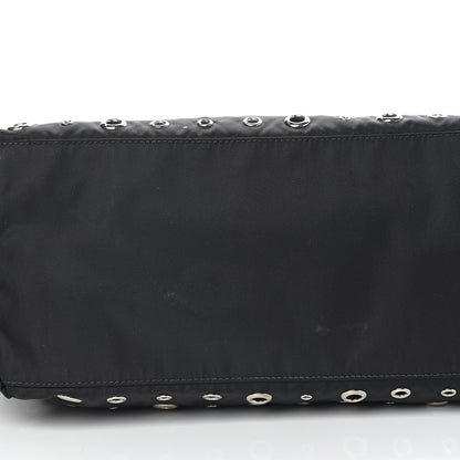 Prada Nylon Metal Grommet Bag Black 9 of 9