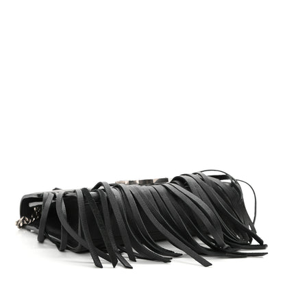 Saint Laurent Calfskin Fringe Small Monogram Satchel Black 4 of 9