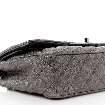 Chanel Metallic Crackled Calfskin Medium Double Flap Dark Silver 10 of 11