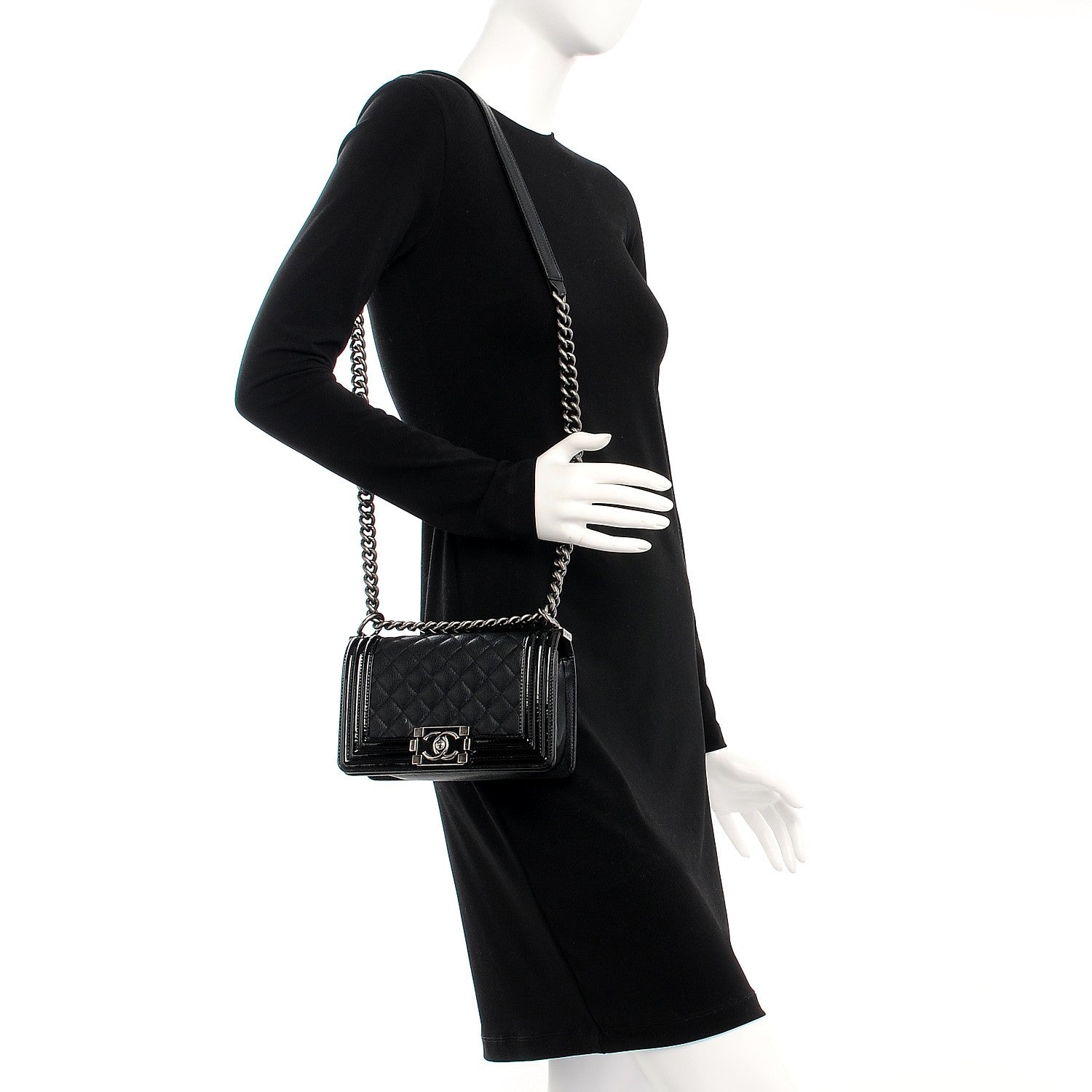 Chanel Goatskin Quilted Patent Small Duo Boy Flap Black 2 of 11