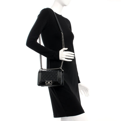 Chanel Goatskin Quilted Patent Small Duo Boy Flap Black 2 of 11