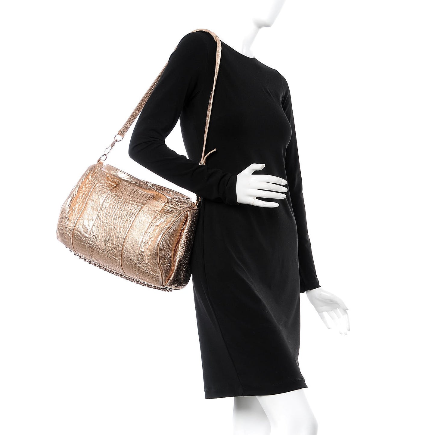 Metallic Pebbled Lambskin Rocco Rose Gold Hardware