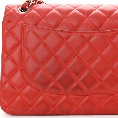 Chanel Lambskin Quilted Jumbo Double Flap Red 13 of 16