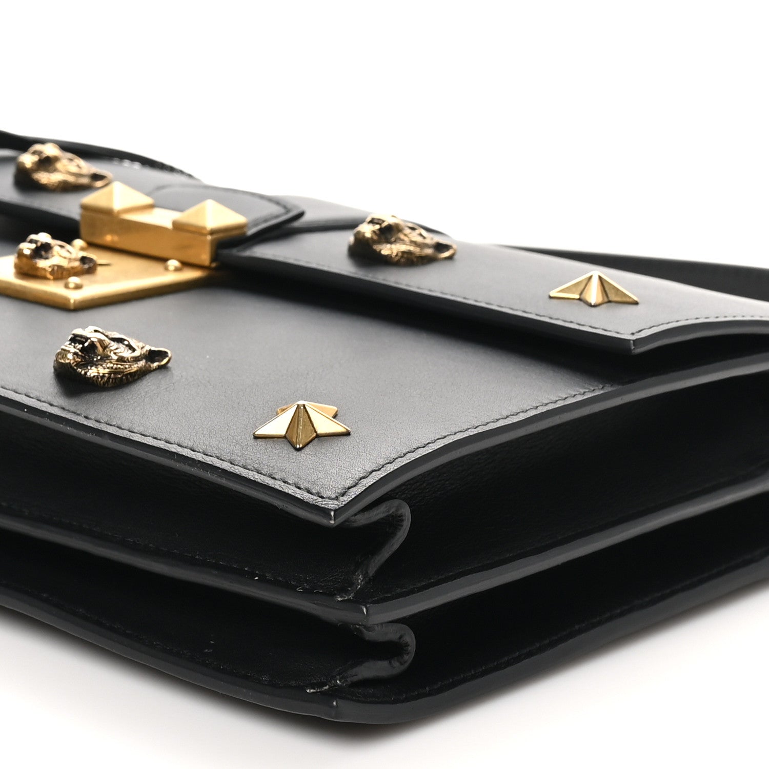 Gucci Calfskin Medium Cat Lock Top Handle Bag Black 10 of 10