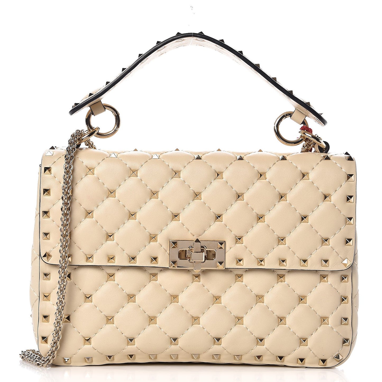 Nappa Medium Rockstud Spike Shoulder Bag Light Ivory