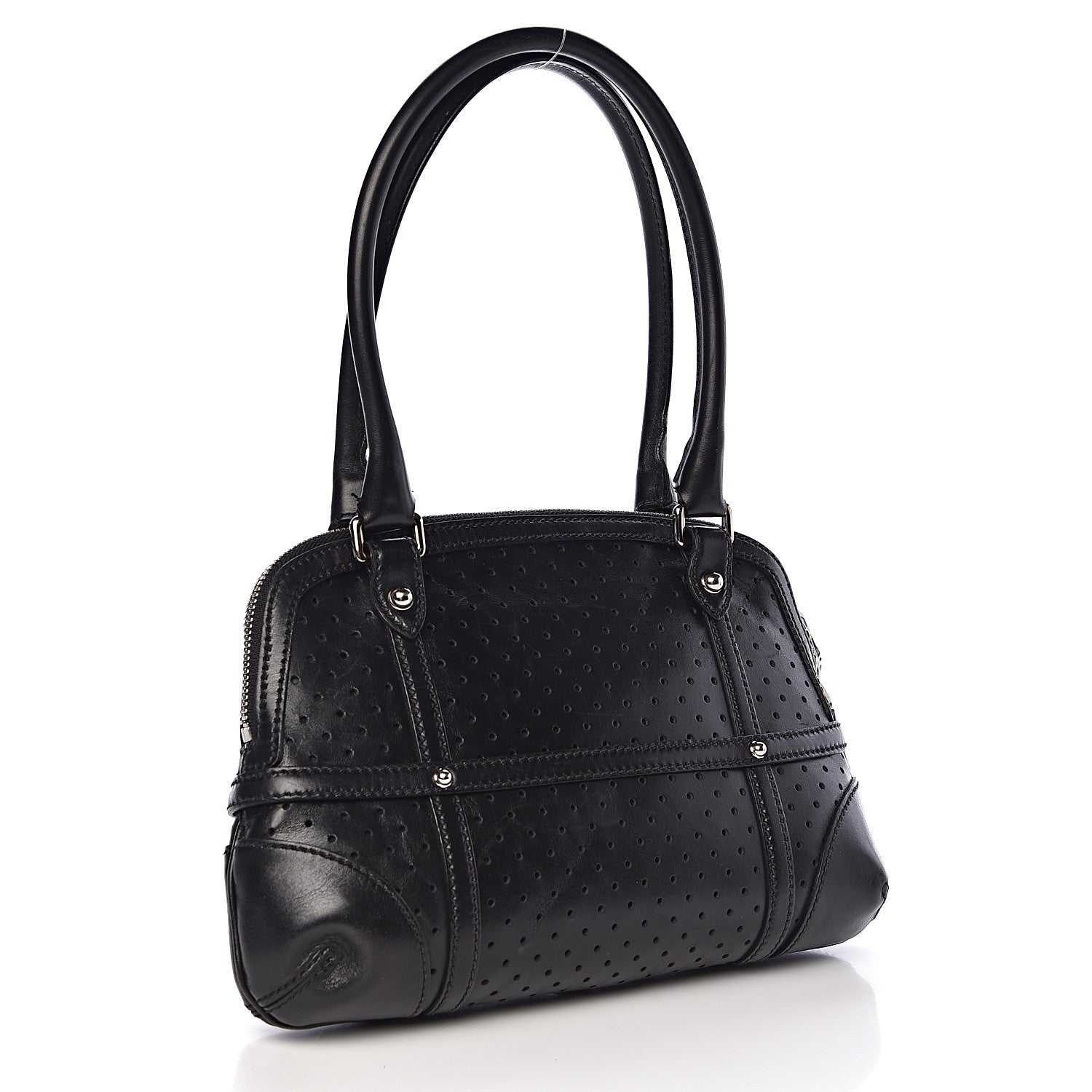 Gucci Perforated Calfskin Reins Tote Black 3 of 12