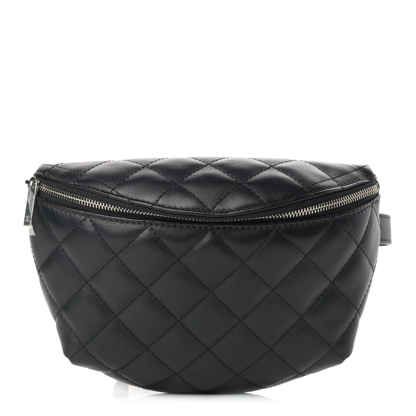 Lambskin Quilted Waist Belt Bag Black