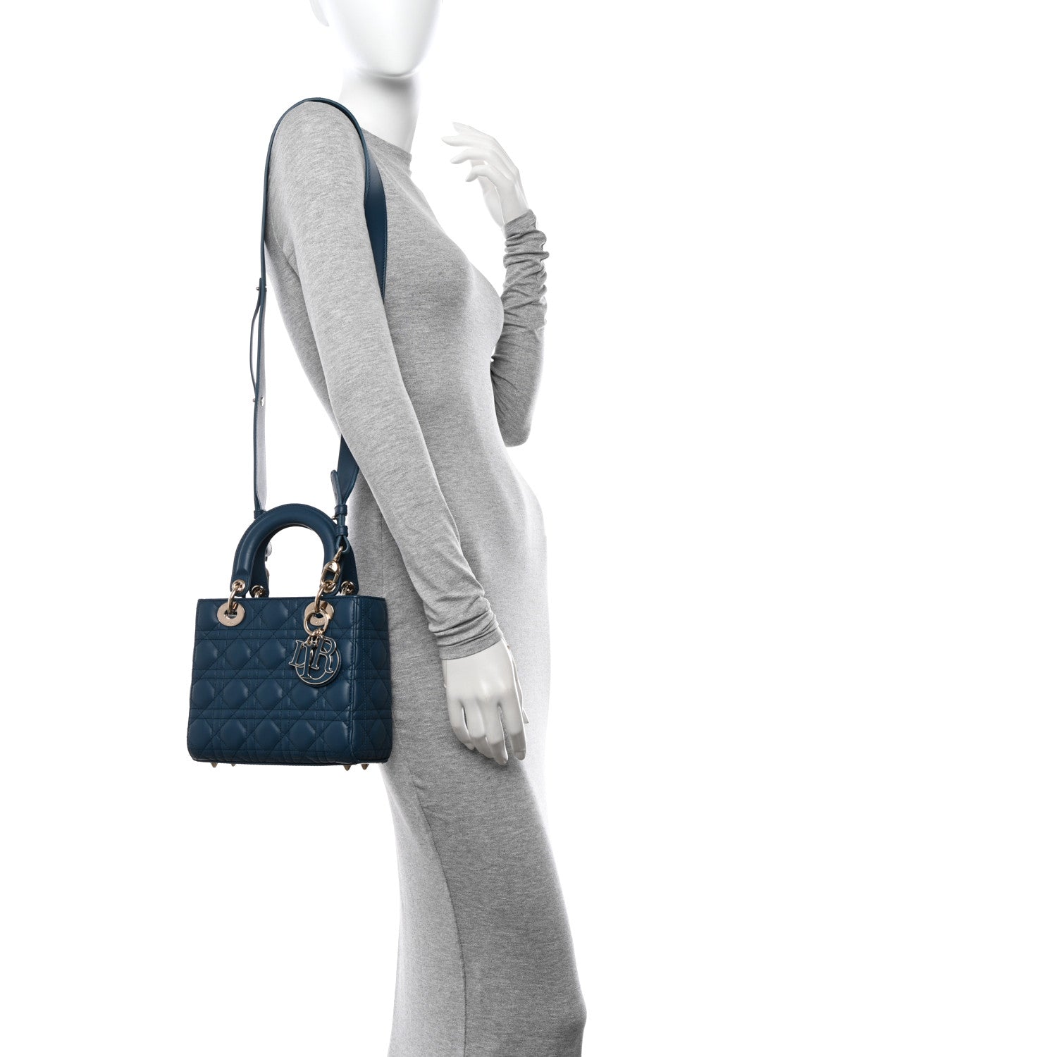 Christian Dior Lambskin Cannage Small My ABCDior My Lady Dior Deep Ocean 2 of 14