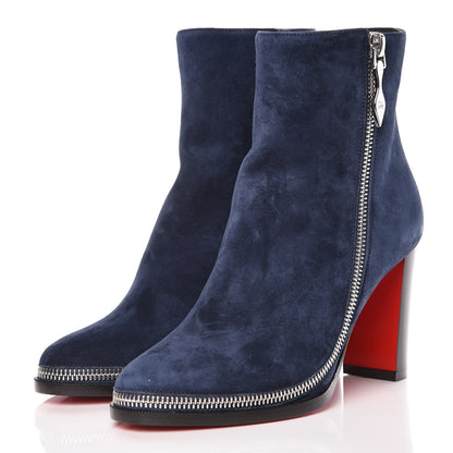 Christian Louboutin Veau Velours Telezip 85 Ankle Bootie 36 Marine Black Lucido 3 of 8