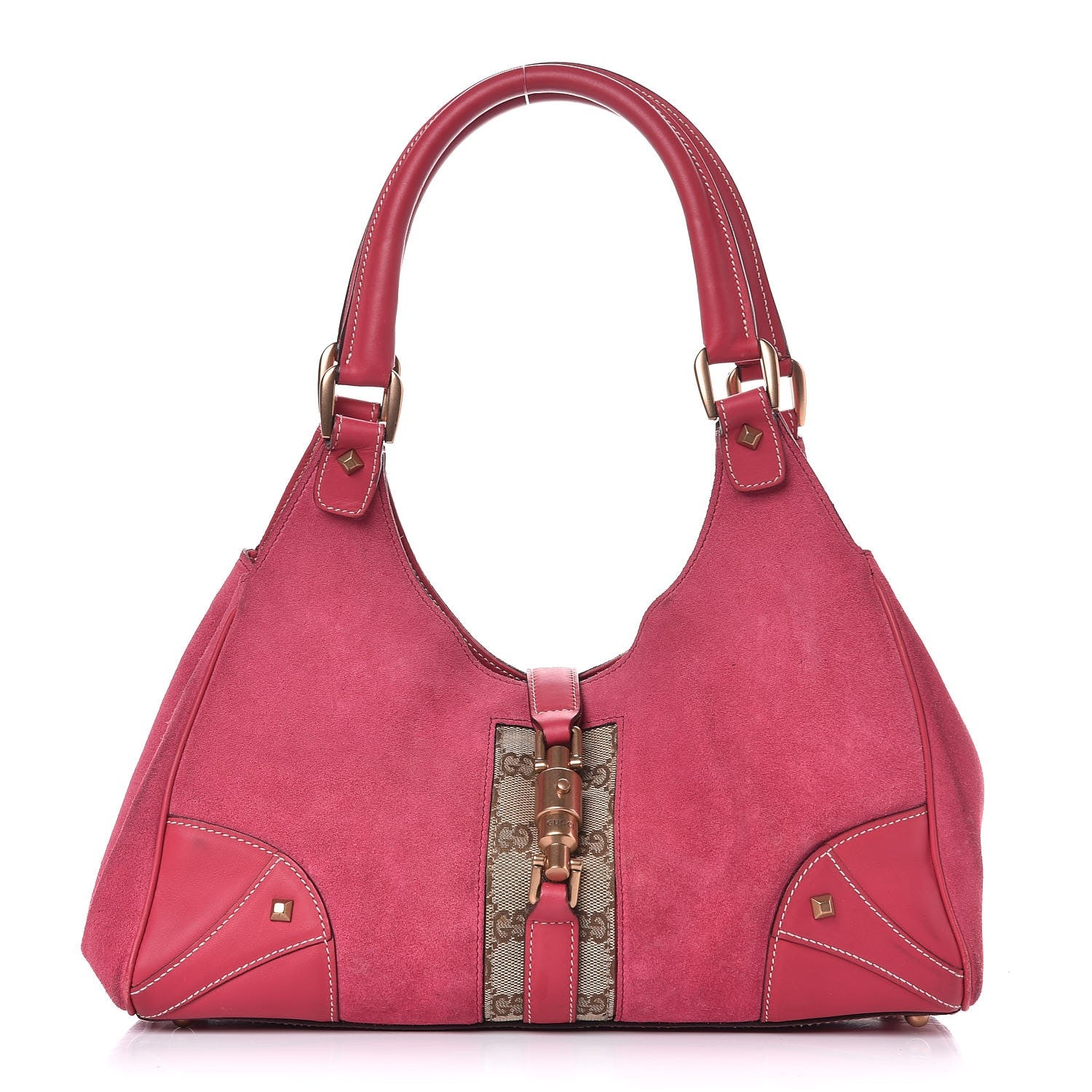 Gucci Suede Monogram Large Bardot Pink 1 of 25