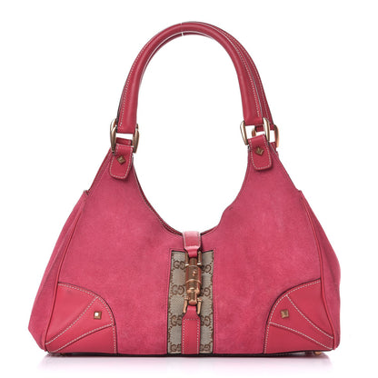 Gucci Suede Monogram Large Bardot Pink 1 of 25