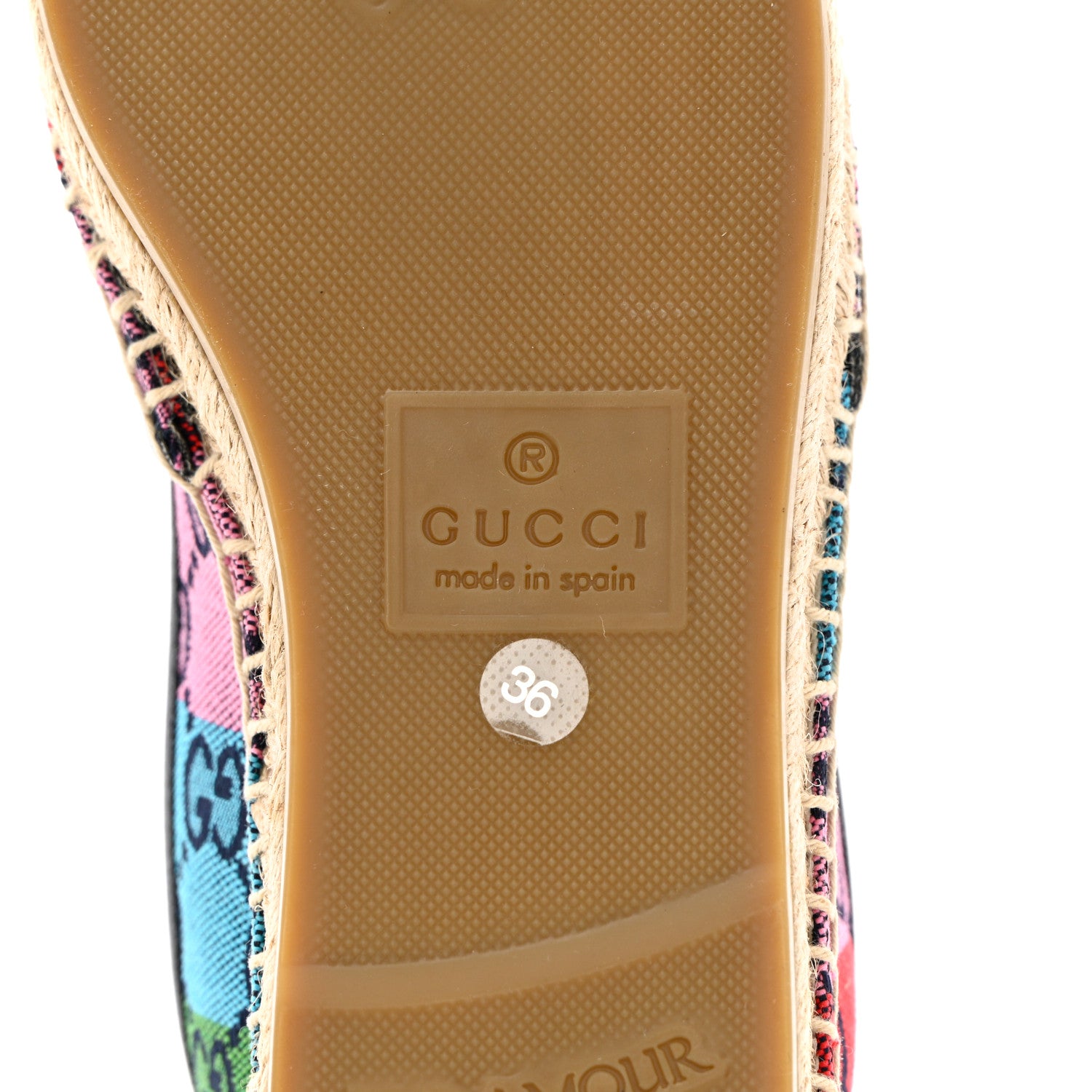 Gucci Monogram Multicolor Womens Espadrilles 36 Blue Rainbow Blue 8 of 9