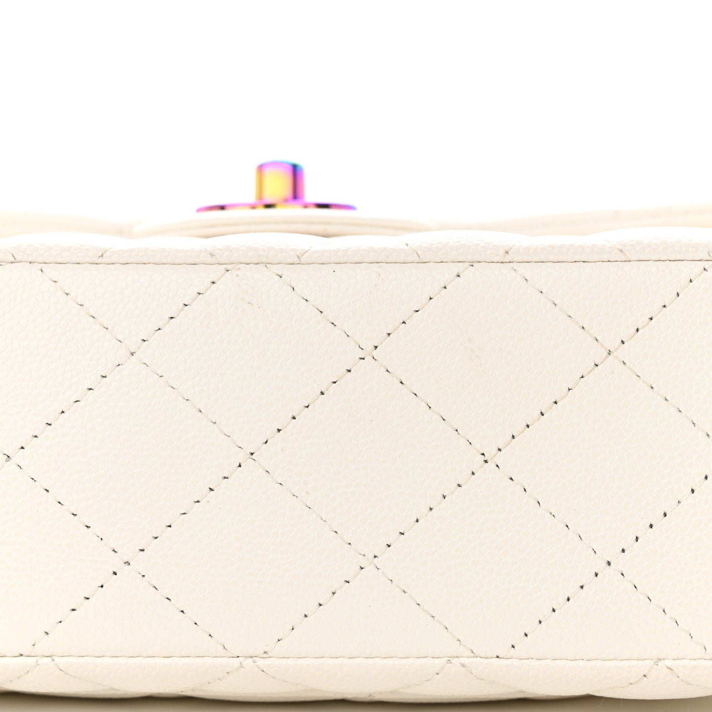 Caviar Quilted Rainbow CC Small Double Flap White