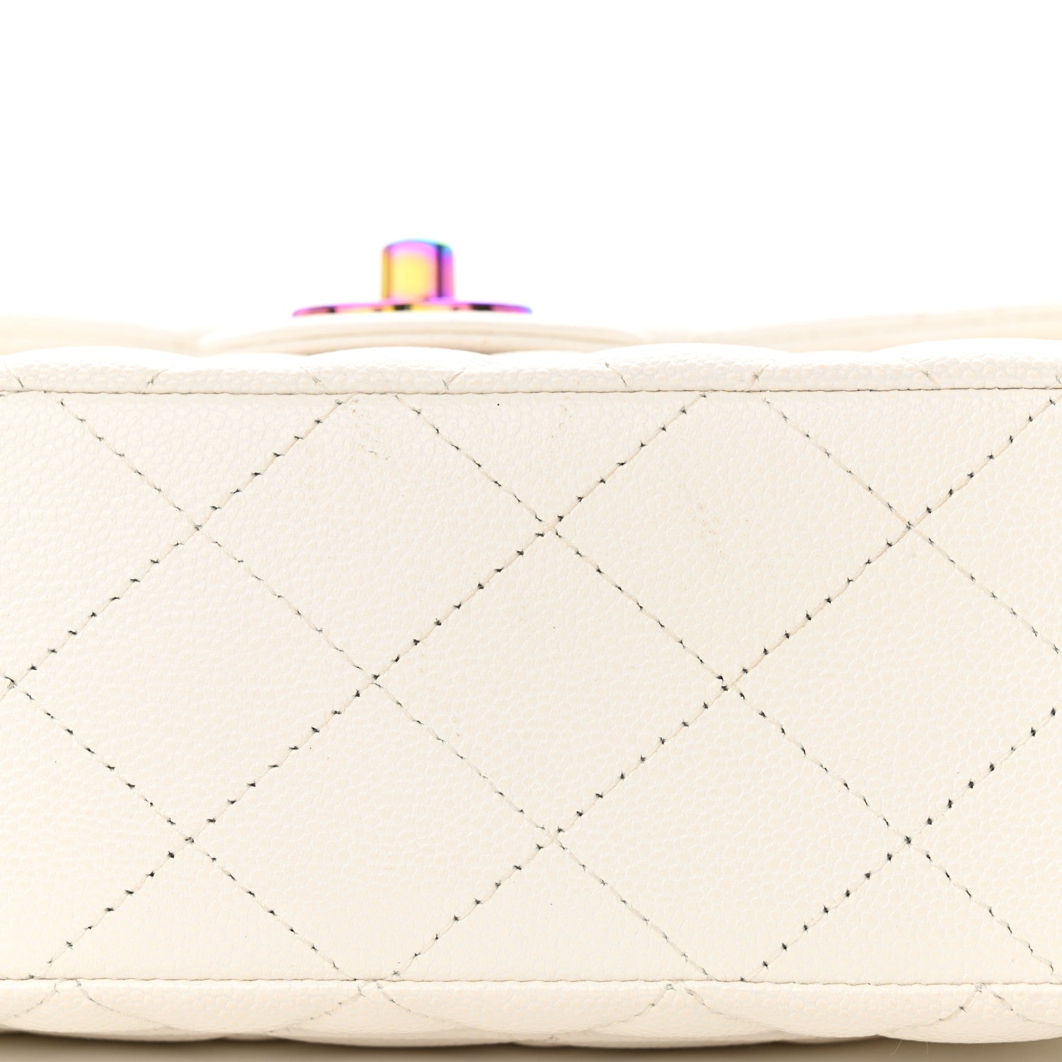 Chanel Caviar Quilted Rainbow CC Small Double Flap White 12 of 13