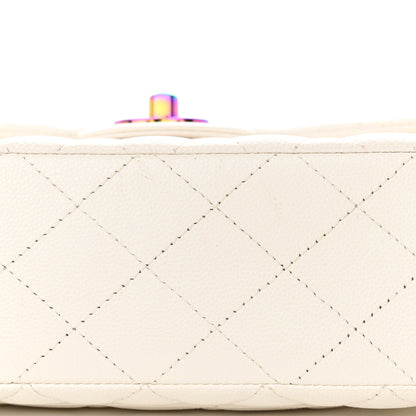 Chanel Caviar Quilted Rainbow CC Small Double Flap White 12 of 13