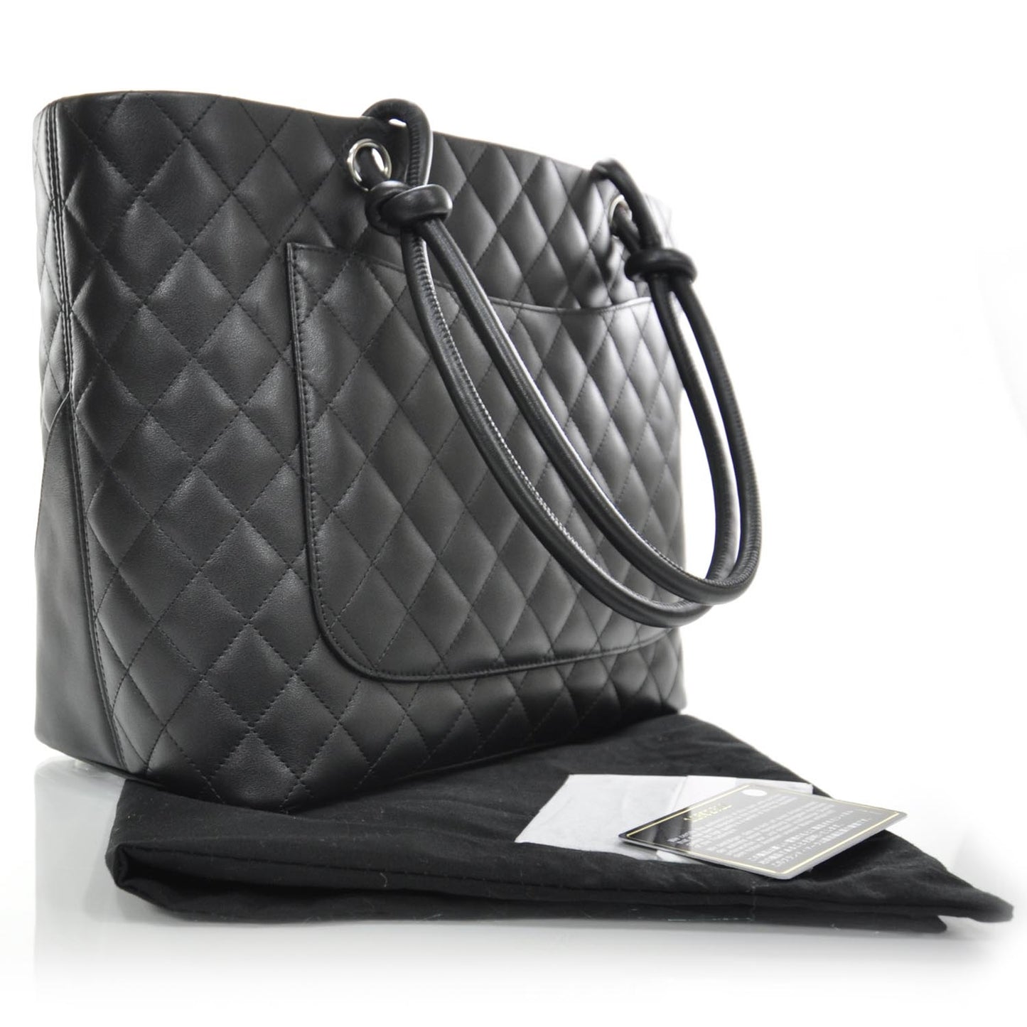 Calfskin Quilted Large Cambon Tote Black