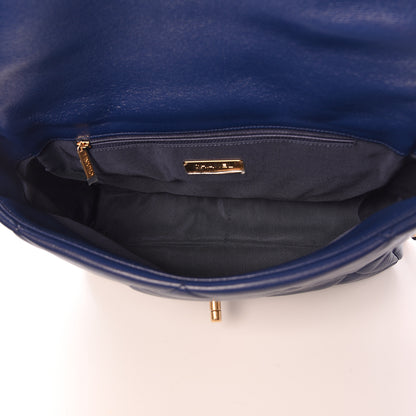 Chanel Lambskin Quilted Large 19 Flap Navy Blue 5 of 10