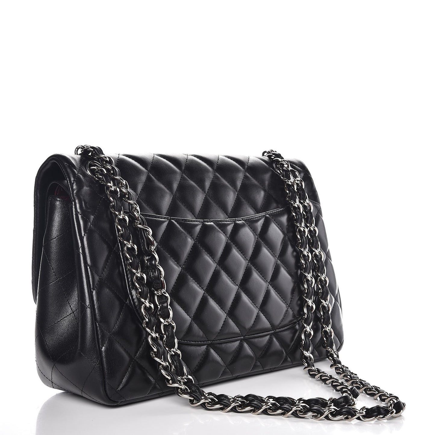 Lambskin Quilted Jumbo Double Flap Black