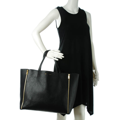Celine Goatskin Horizontal Zipper Gusset Cabas Black 2 of 8