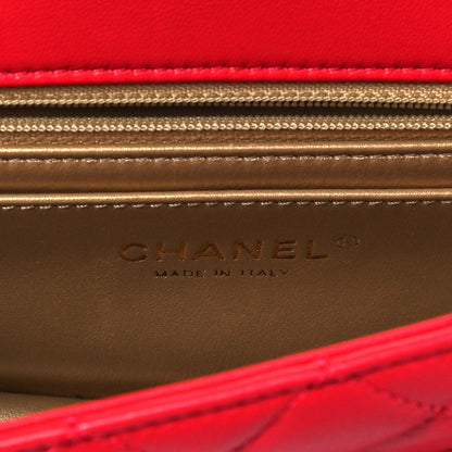 Chanel Lambskin Quilted Mini Rectangular Pearl Crush Flap Red 7 of 9