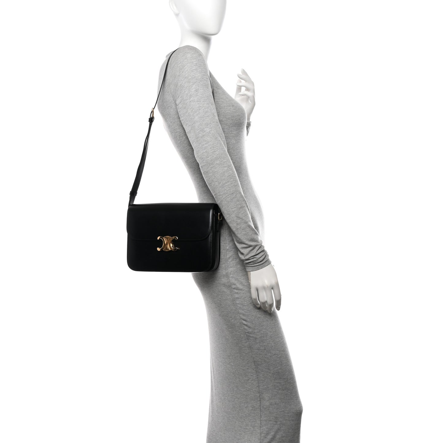 Shiny Calfskin Large Triomphe Black