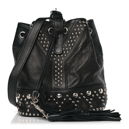 Saint Laurent Calfskin Small Y Studs Bucket Bag Black 1 of 8