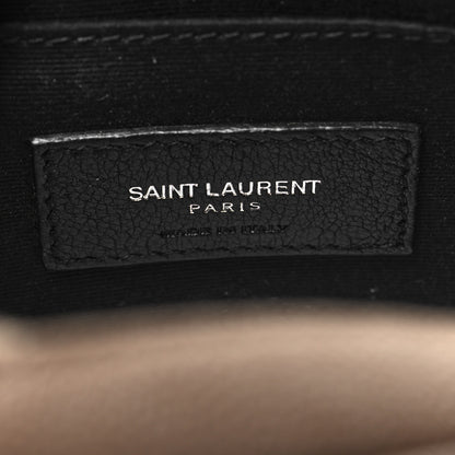 Saint Laurent Grain De Poudre Matelasse Chevron Quilted Round Vinyle Camera Bag Dark Beige 6 of 11