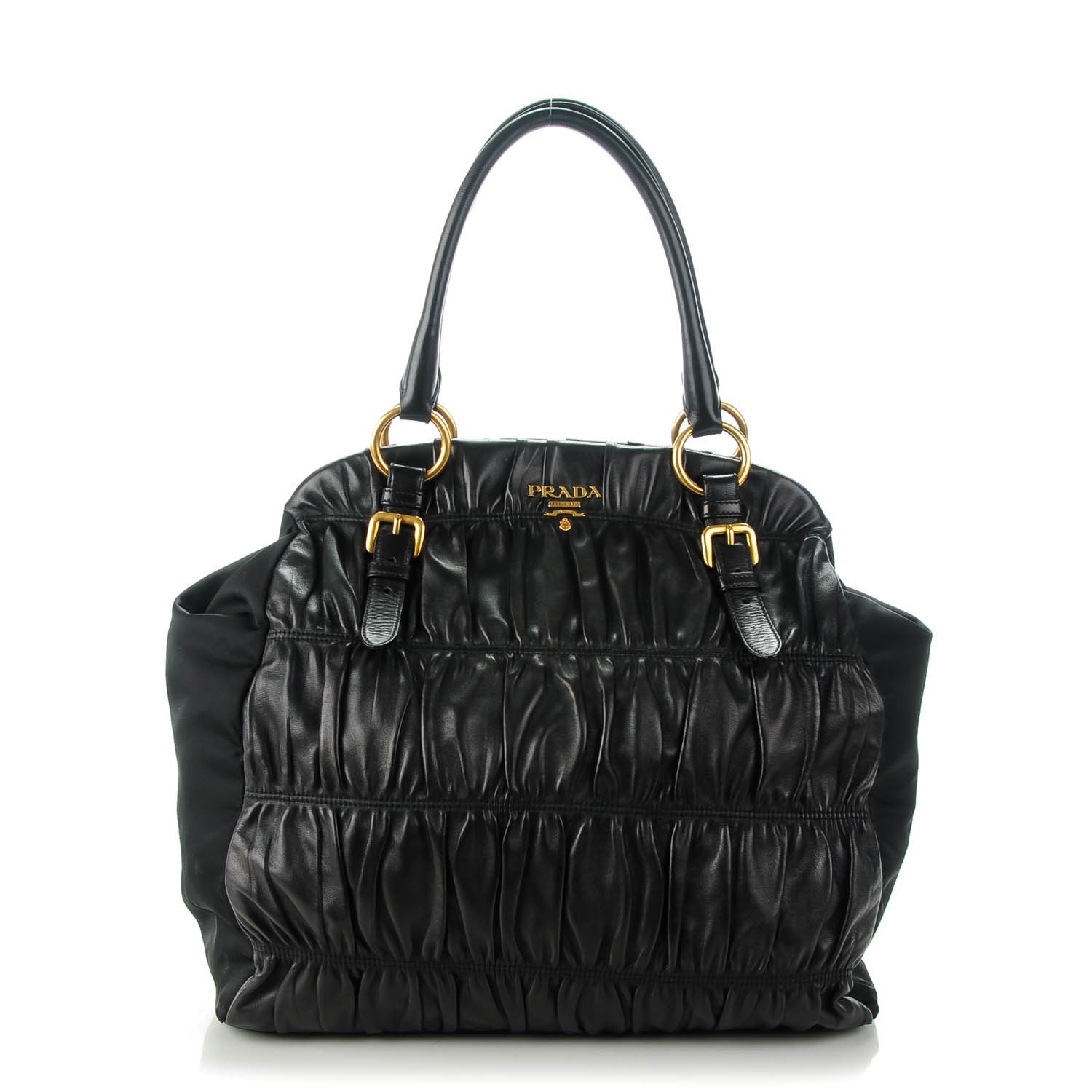 Prada Tessuto Nylon Nappa Gaufre Shoulder Bag Nero Black 1 of 8
